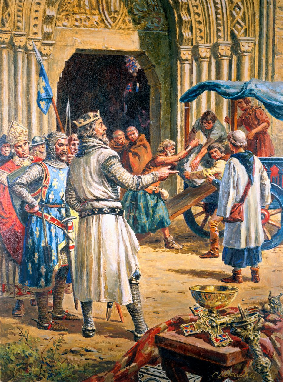 Edward I (1239-1307) Młot na Szkotów (gwasz na papierze) autorstwa C.L. Doughty