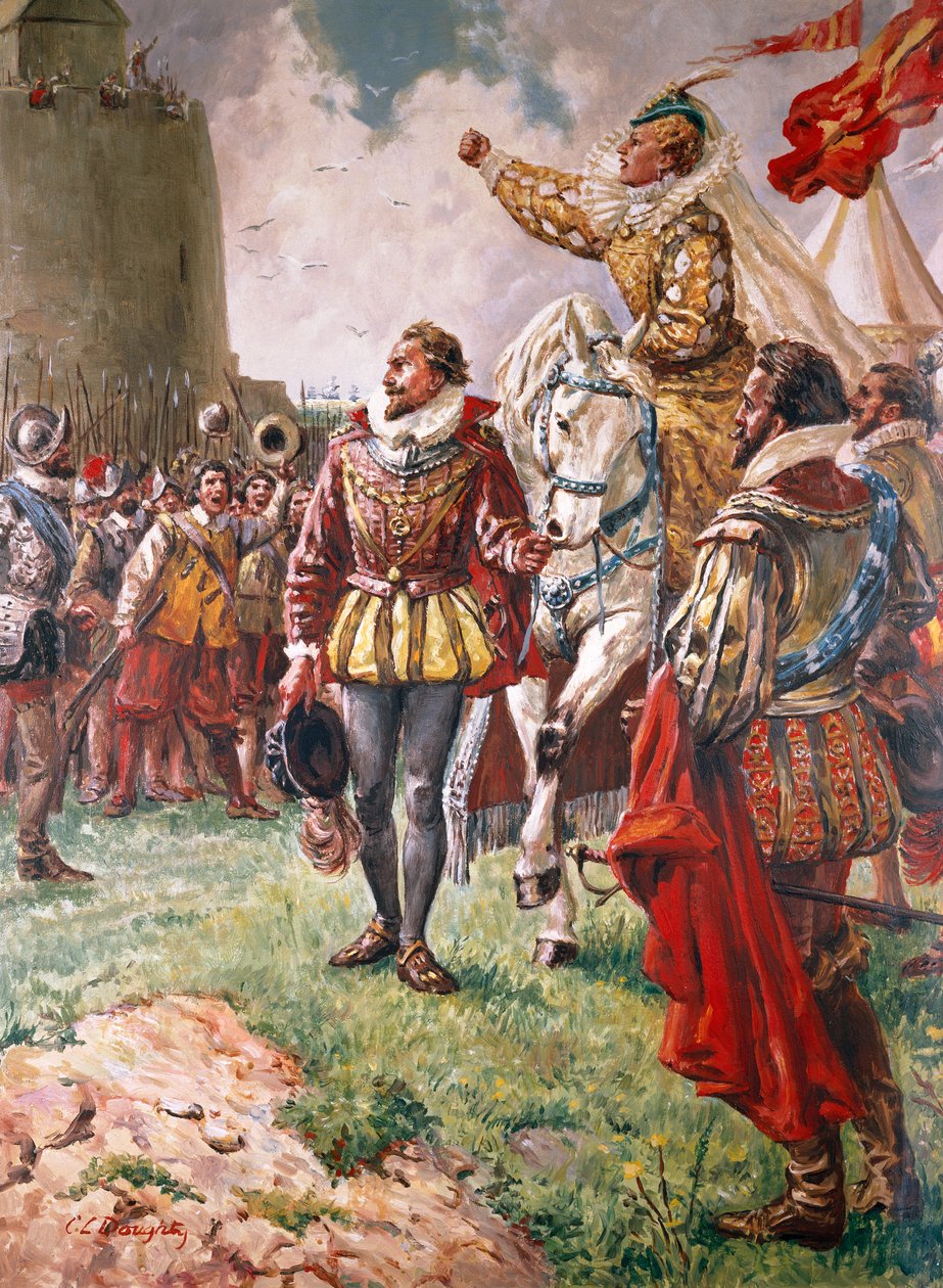 Elżbieta I (1533-1603) Wojownicza królowa (gwasz na papierze) autorstwa C.L. Doughty