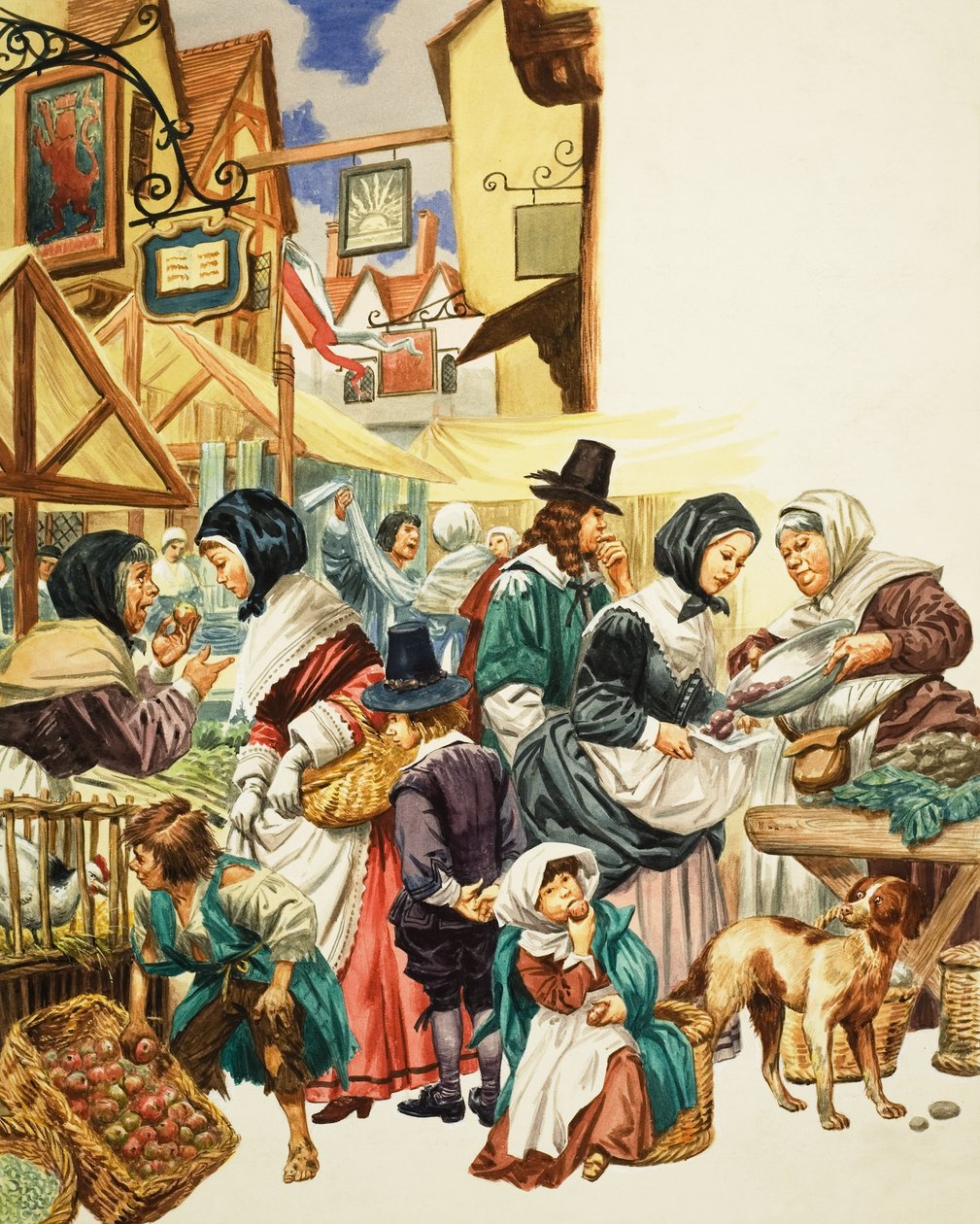 Jacobean Street Scene (gwasz na papierze) autorstwa C.L. Doughty