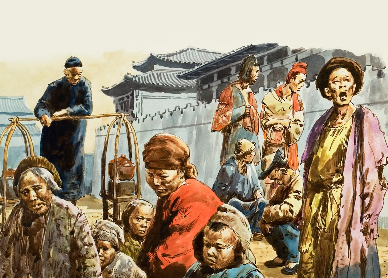 Nieszczęście nawiedza Chiny (gwasz na papierze) autorstwa C.L. Doughty
