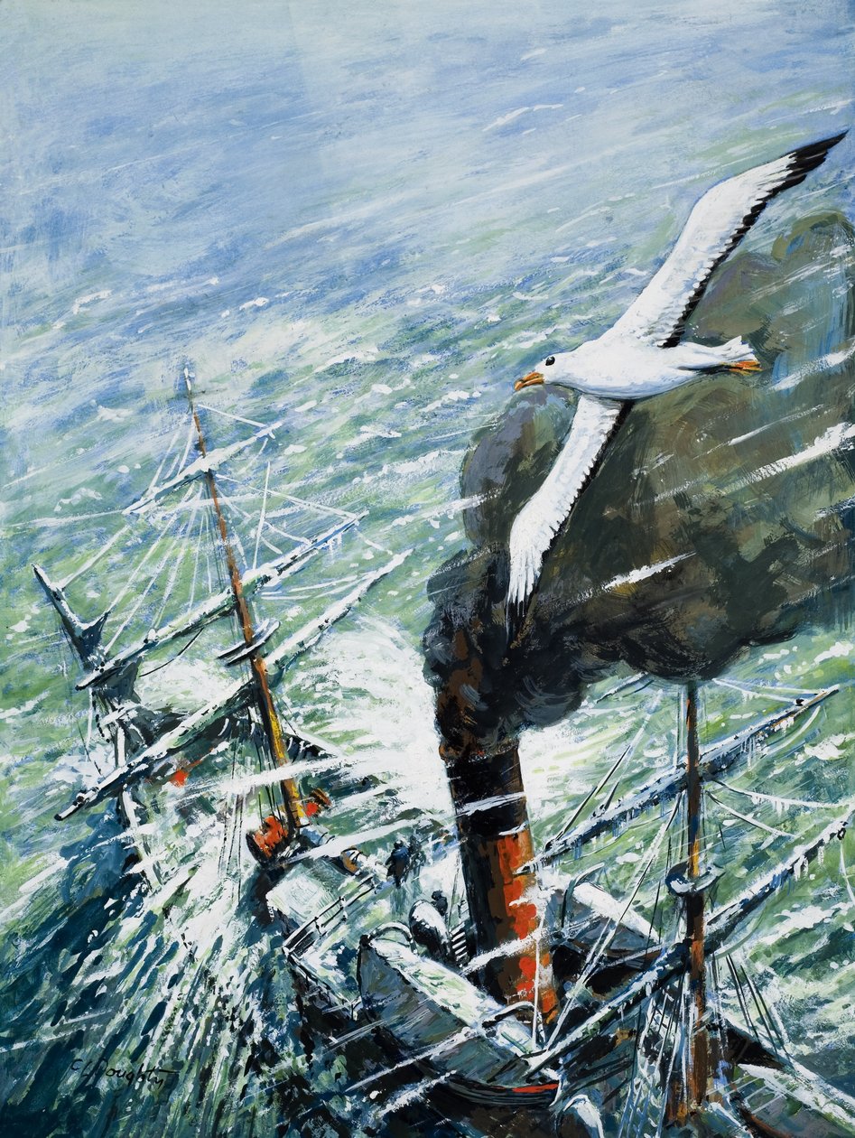 Wyprawa antarktyczna Sir Ernesta Shackletona na The Quest 1921-22 (gwasz na papierze) autorstwa C.L. Doughty