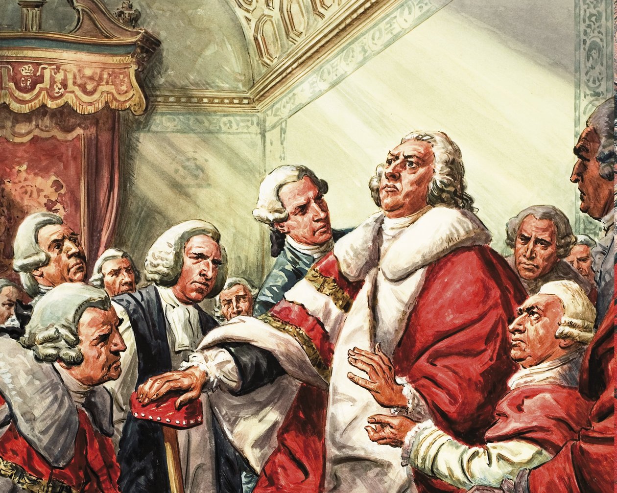 William Pitt wygłasza swoje ostatnie przemówienie w Parlamencie w 1778 r. autorstwa C.L. Doughty