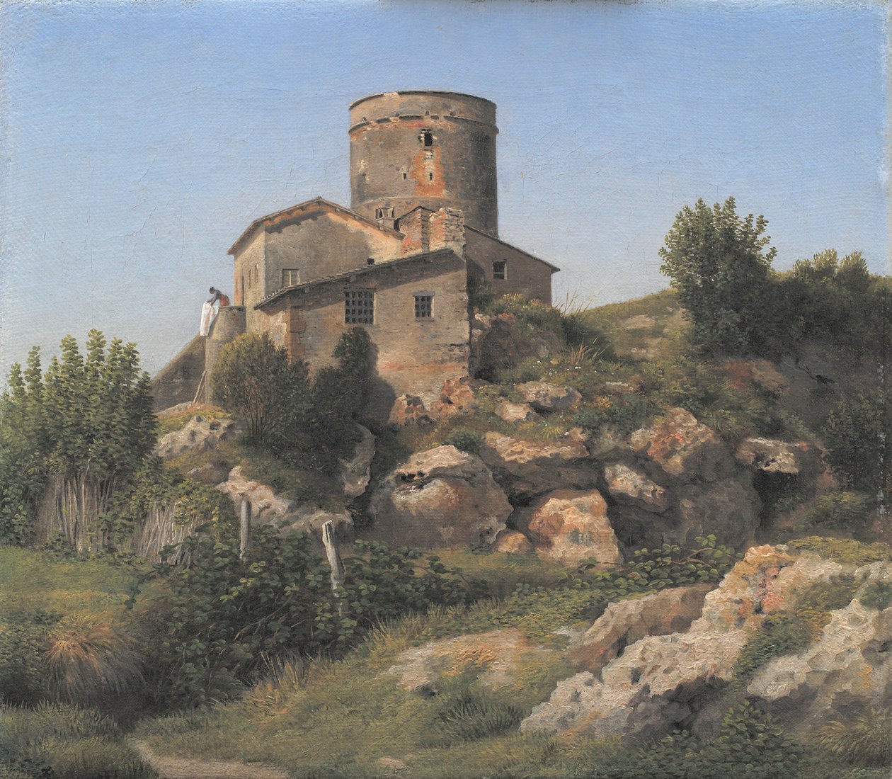 Budynek w pobliżu Tor di Quinto poza Rzymem? autorstwa Christoffer Wilhelm Eckersberg