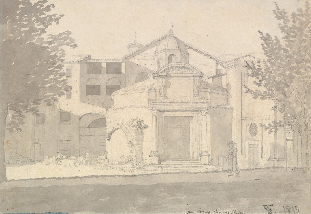 Odcinek Via Sacra, Rzym Kościół Świętych Kosmy i Damiana, 1814-15. autorstwa Christoffer Wilhelm Eckersberg