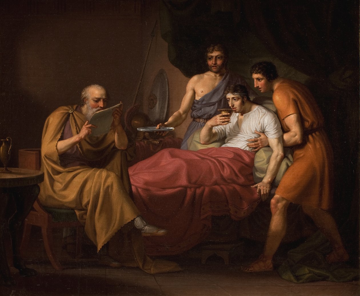 Aleksander Wielki na łożu chorego autorstwa Christoffer Wilhelm Eckersberg