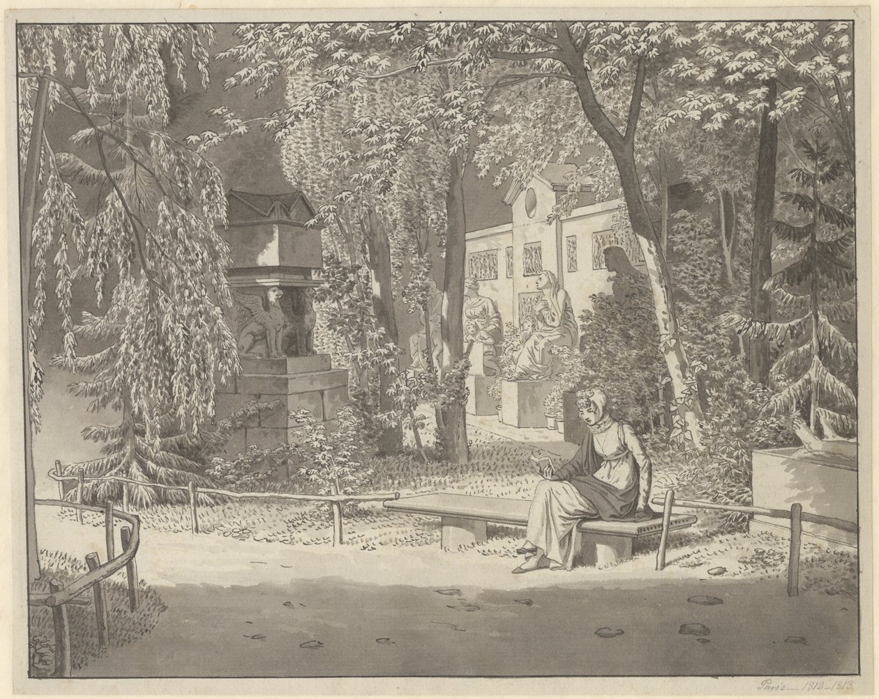 Przy grobach Kartezjusza i Conde w Jardin Elysée des Petits Augustins w Paryżu autorstwa Christoffer Wilhelm Eckersberg