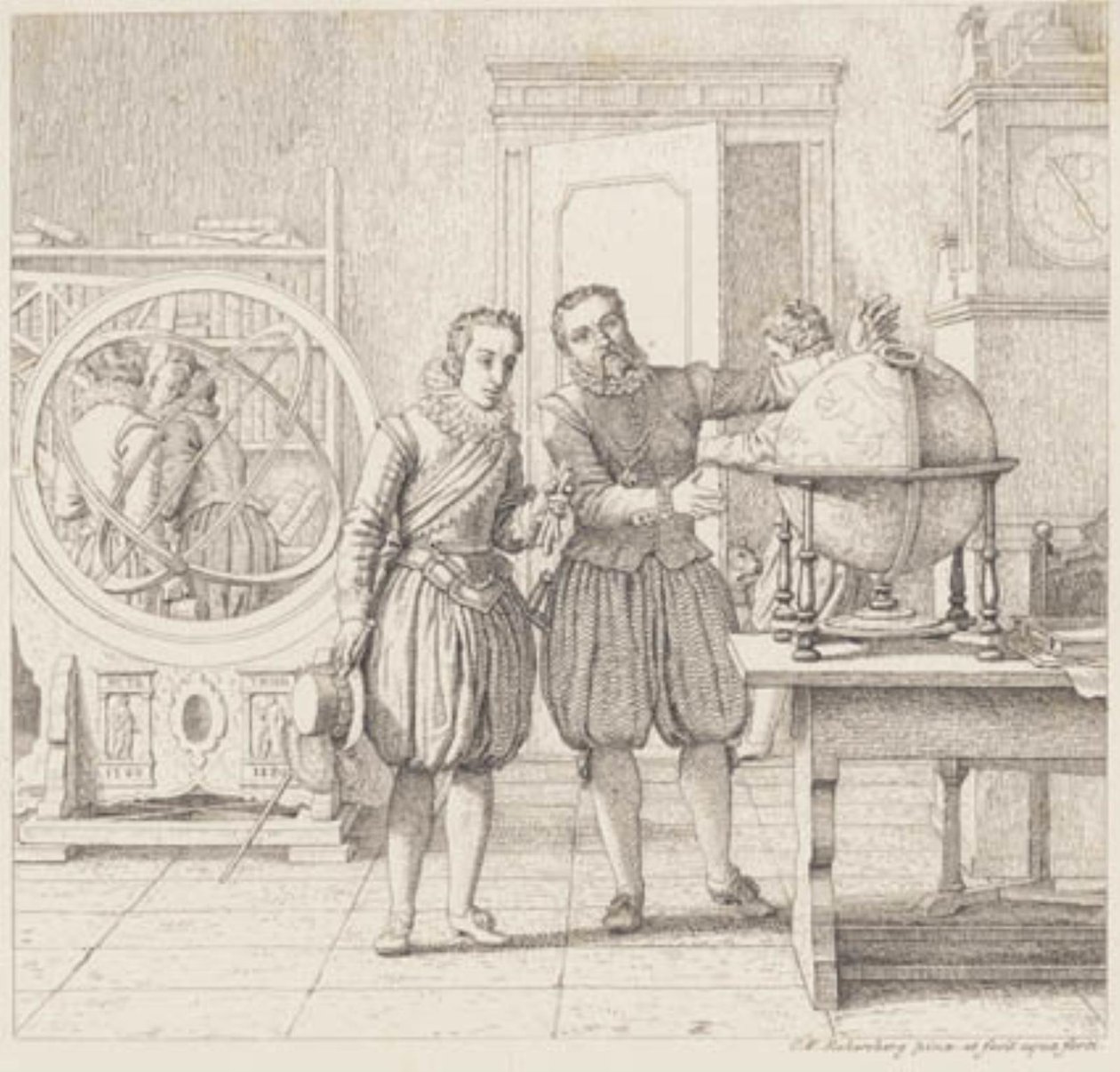 Christian IV odwiedza Tycho Brahe w Uranienborg autorstwa Christoffer Wilhelm Eckersberg