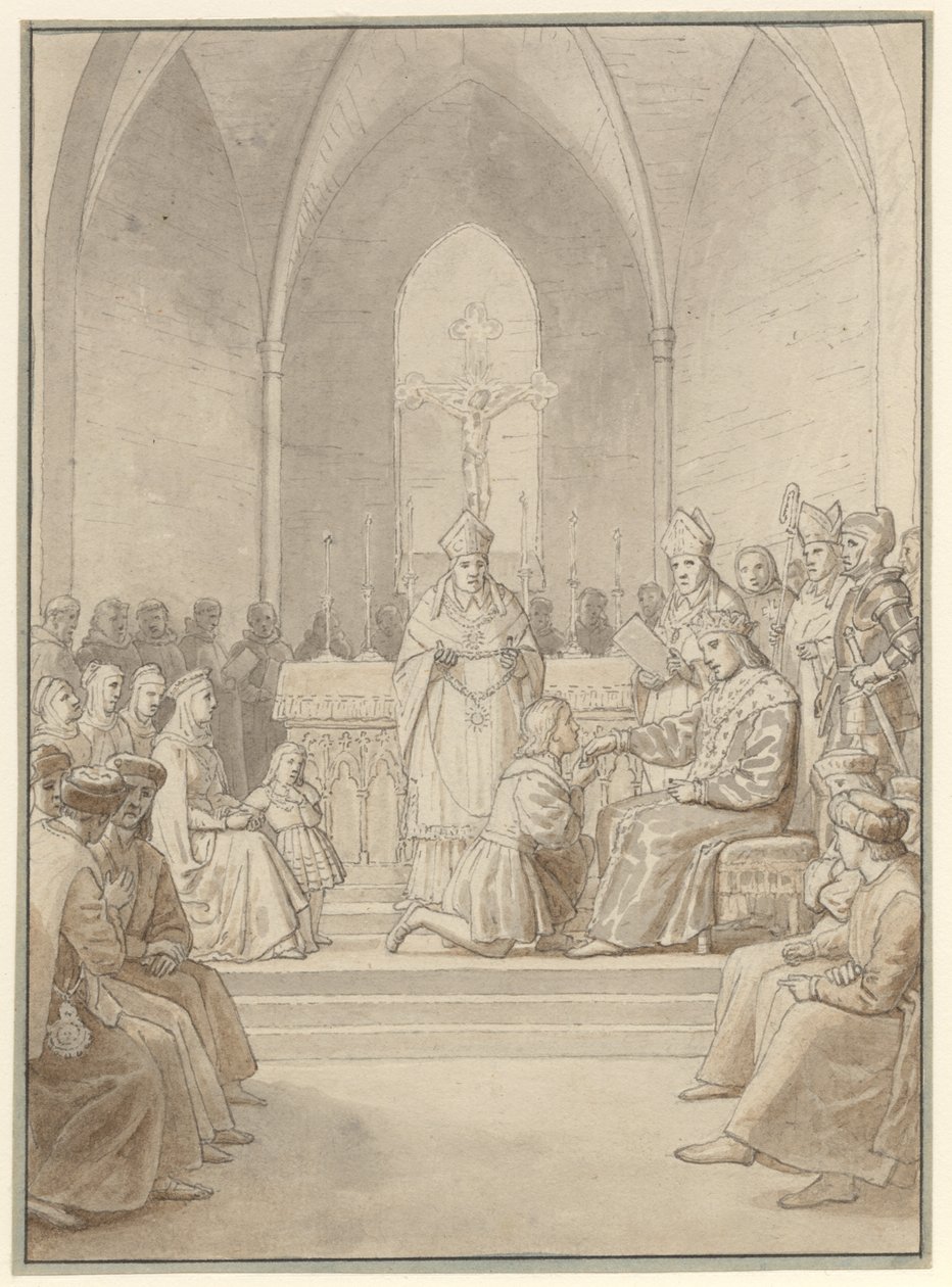 Założenie Orderu Słonia. autorstwa Christoffer Wilhelm Eckersberg