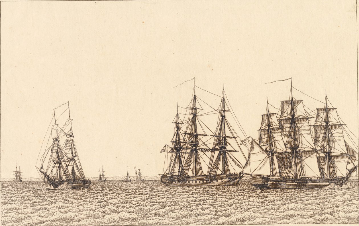 Żeglarstwo bryg. Ilustracja do „Perspektywy liniowej”, tabliczka IXb autorstwa Christoffer Wilhelm Eckersberg