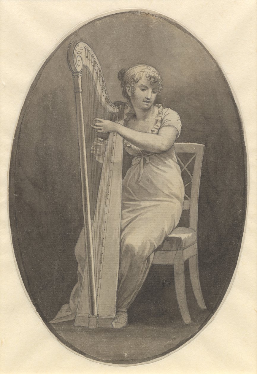 Pani grająca na harfie autorstwa Christoffer Wilhelm Eckersberg