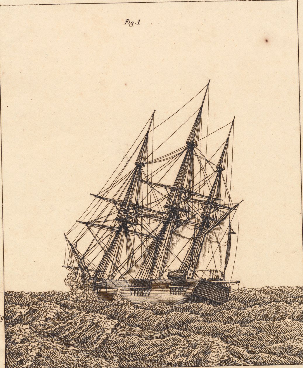 Korweta podczas burzy. Ilustracja do „Perspektywy liniowej”, płyta X autorstwa Christoffer Wilhelm Eckersberg