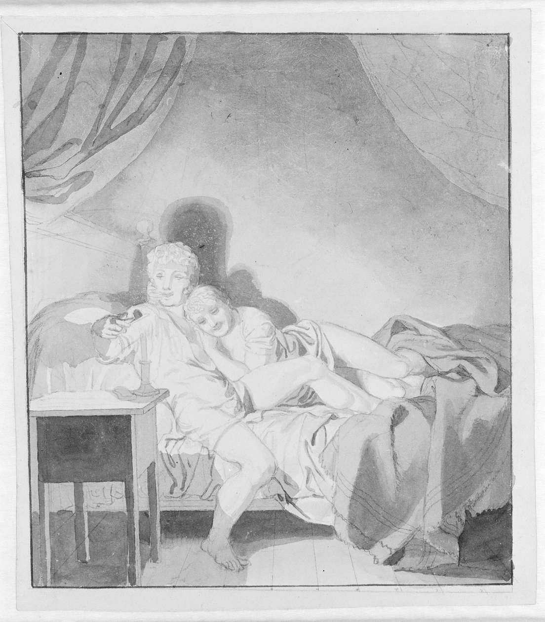 Przytulna para w łóżku autorstwa Christoffer Wilhelm Eckersberg
