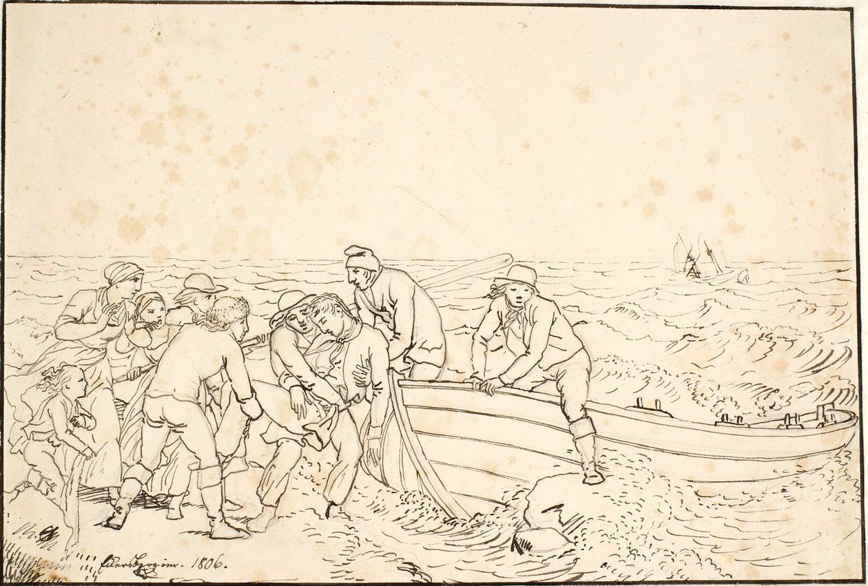 Rybacy z Hornbæk autorstwa Christoffer Wilhelm Eckersberg