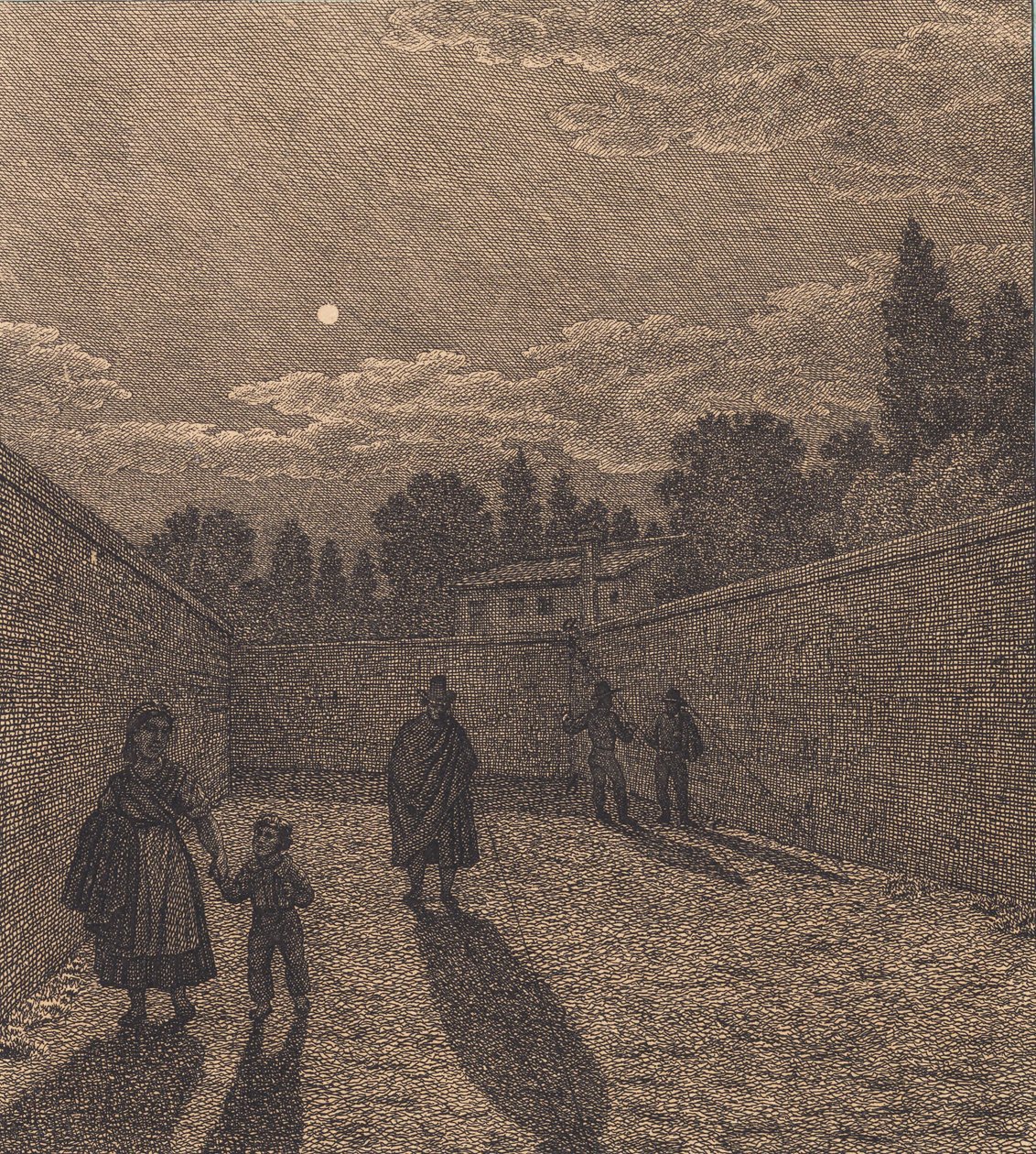 Światło księżyca nad drogą. Ilustracja do „Perspektywy liniowej”, płyta IV autorstwa Christoffer Wilhelm Eckersberg