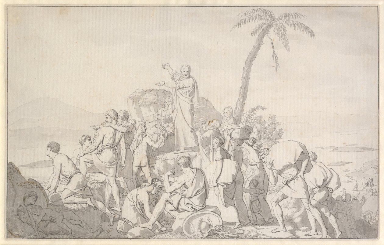Mojżesz dzieli wody i armia faraona zostaje pochłonięta autorstwa Christoffer Wilhelm Eckersberg