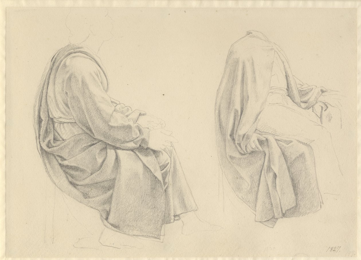Ostatnia Wieczerza - studium draperii dla dwóch apostołów. autorstwa Christoffer Wilhelm Eckersberg