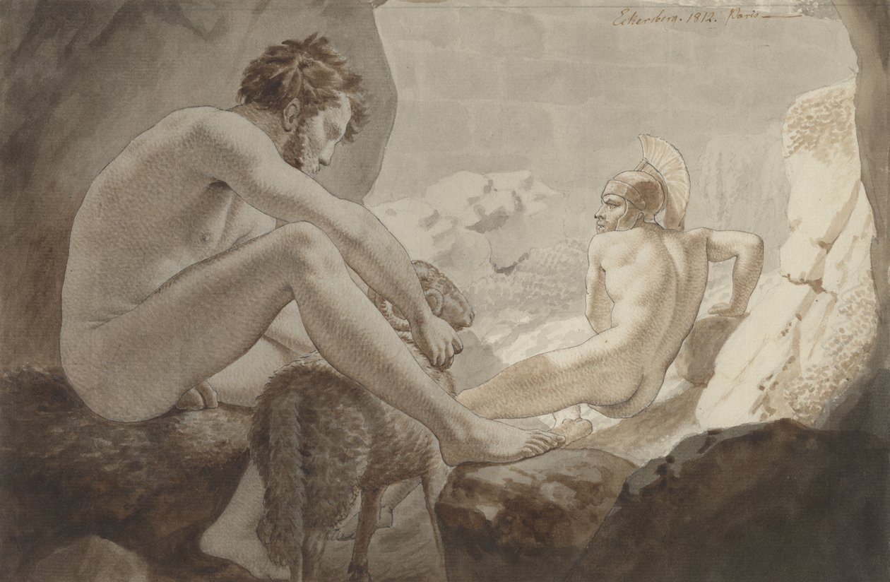 Odyseusz ucieka przed Polifem autorstwa Christoffer Wilhelm Eckersberg