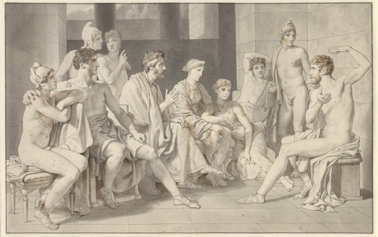 Odyseusz opowiada o swoim życiu w Alkinoos autorstwa Christoffer Wilhelm Eckersberg