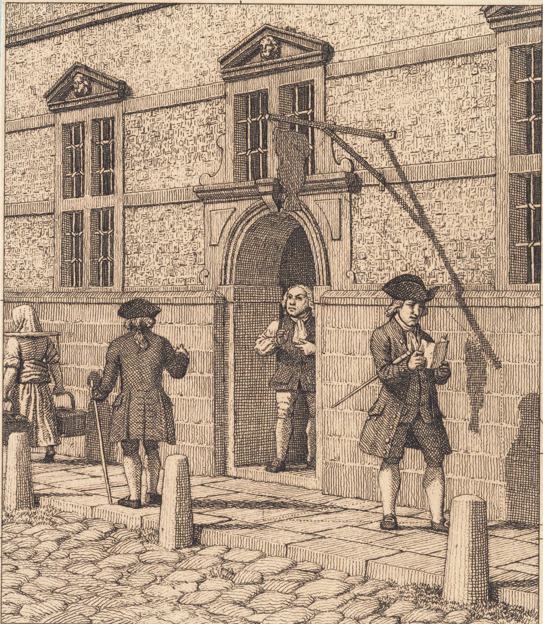 Lot wokół portalu giełdy. Ilustracja do „Perspektywy liniowej”, płyta VI autorstwa Christoffer Wilhelm Eckersberg