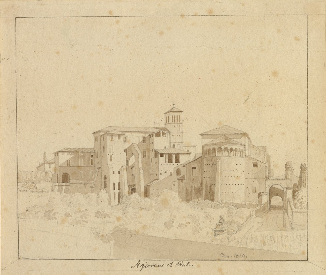SS. Giovanni e Paolo między Piazza S. Gregorio, Rom autorstwa Christoffer Wilhelm Eckersberg