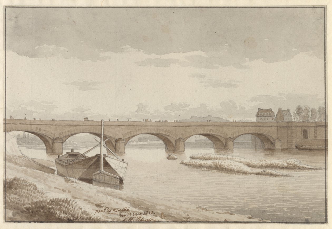 Most na Sekwanie w Neuilly, Paryż, 13 maja 1812 r. autorstwa Christoffer Wilhelm Eckersberg