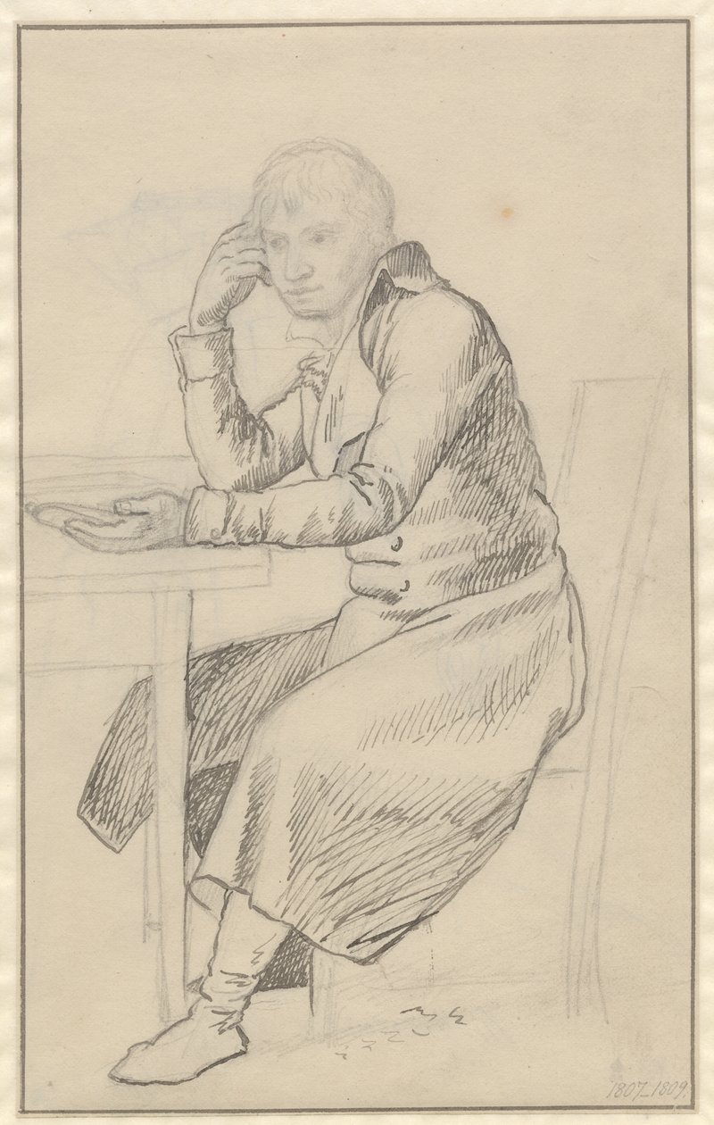 Siedzący mężczyzna przy stole autorstwa Christoffer Wilhelm Eckersberg