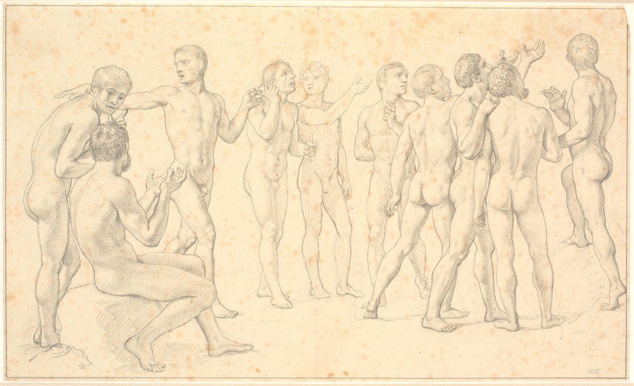 Badanie grupy nagich mężczyzn autorstwa Christoffer Wilhelm Eckersberg