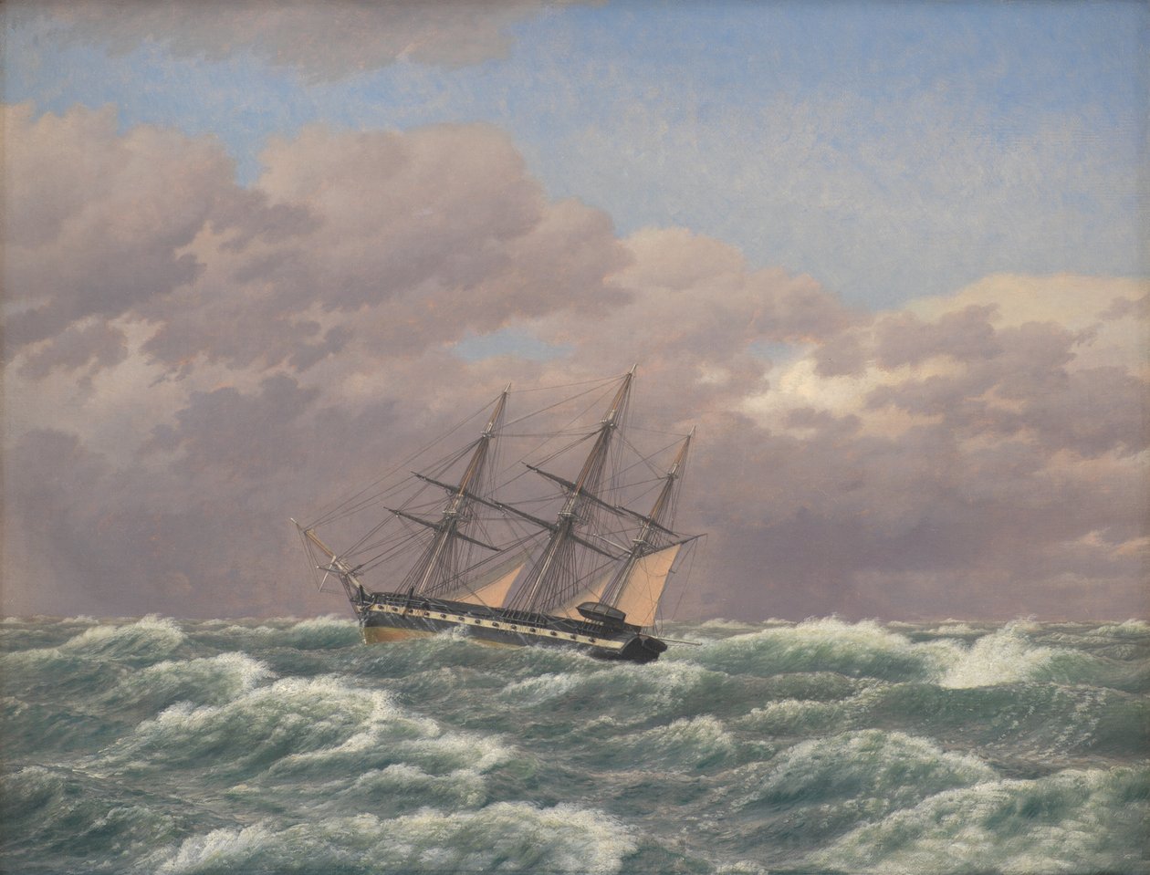 Korweta „Galathea” podczas burzy na Morzu Północnym autorstwa Christoffer Wilhelm Eckersberg