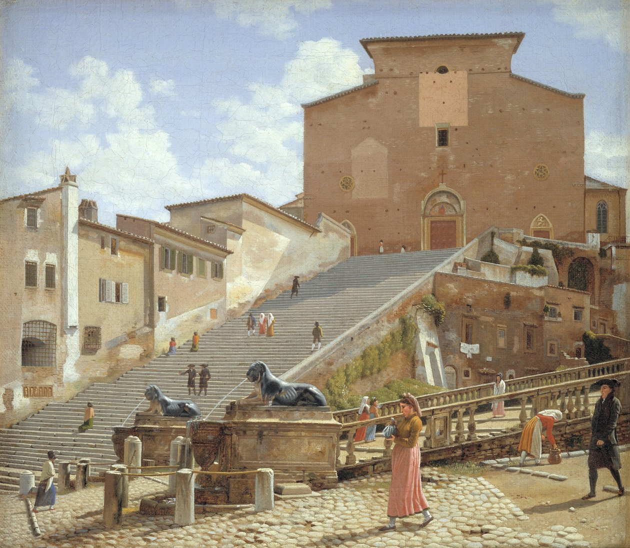 Marmurowe Schody prowadzące do kościoła Santa Maria in Aracoeli w Rzymie autorstwa Christoffer Wilhelm Eckersberg