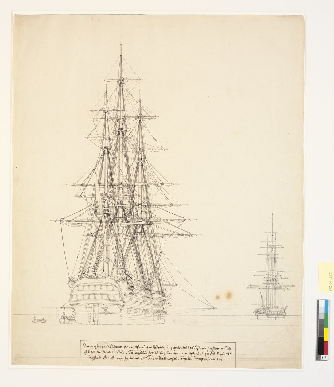 Rosyjski statek liniowy „Asow” i fregata na kotwicy na drogach Elsinore autorstwa Christoffer Wilhelm Eckersberg
