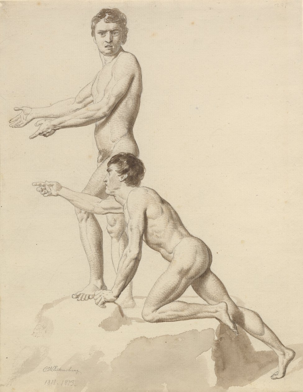 Dwóch Izraelitów na bloku skalnym autorstwa Christoffer Wilhelm Eckersberg