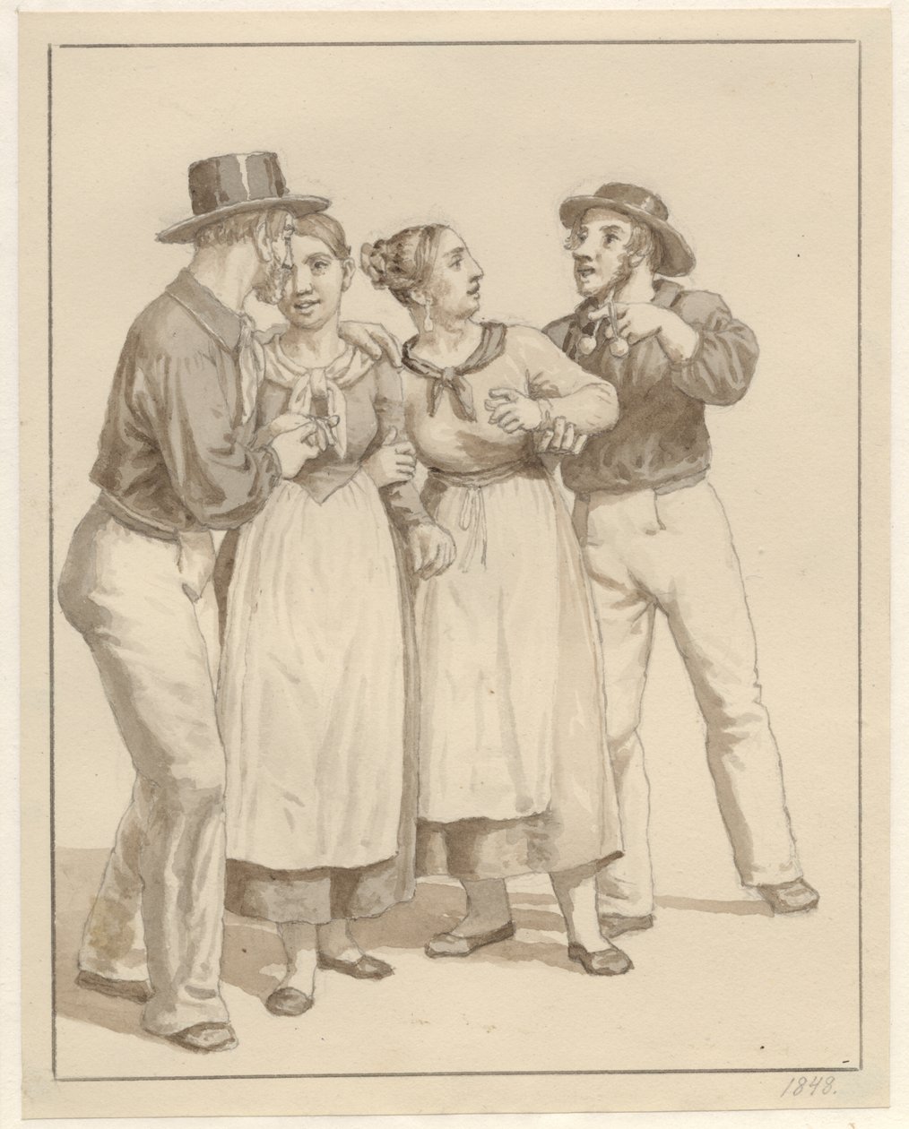 Dwóch marynarzy leczy parę dziewczyn. autorstwa Christoffer Wilhelm Eckersberg