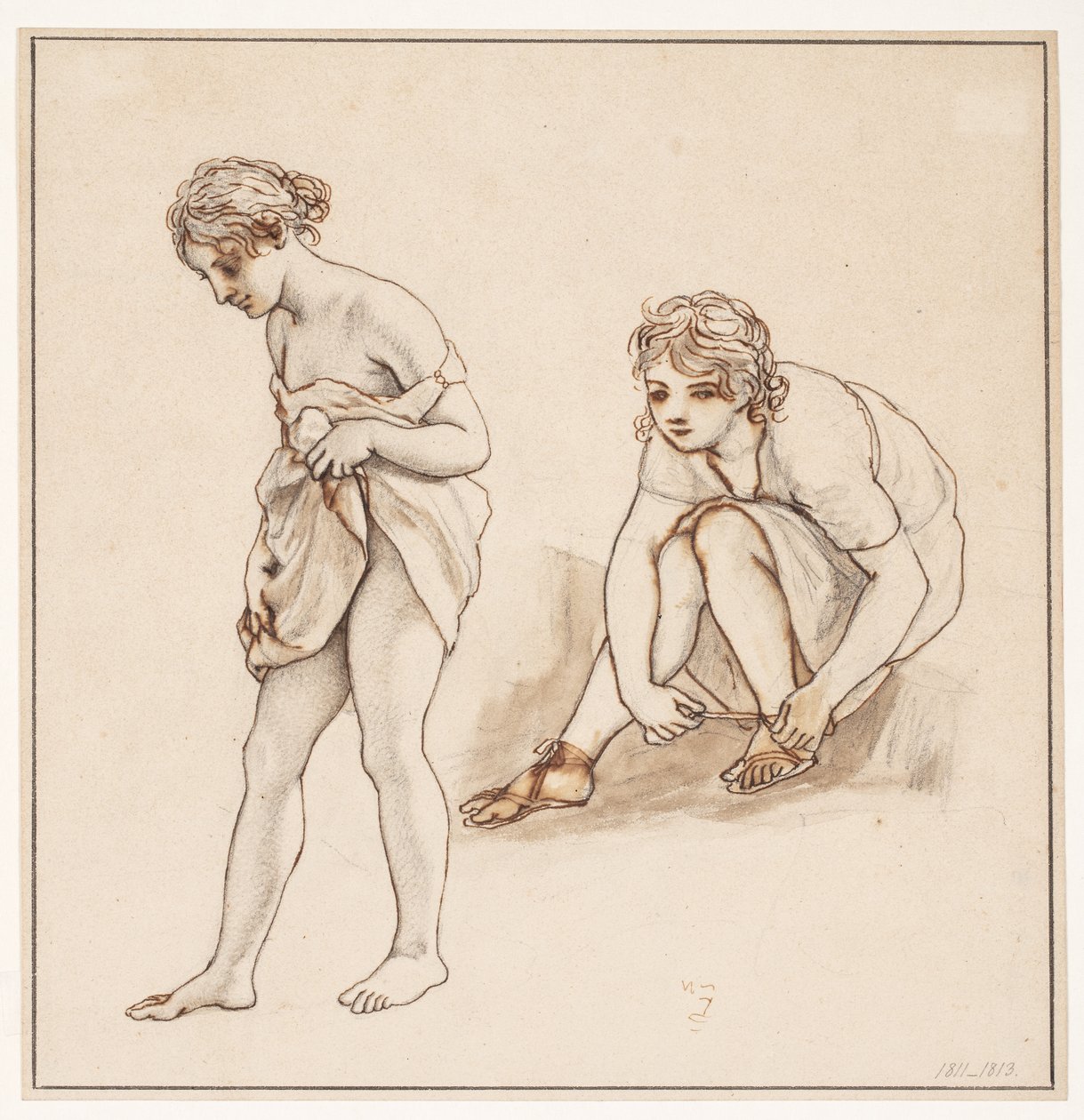 Dwa studia półnagiej kobiety autorstwa Christoffer Wilhelm Eckersberg