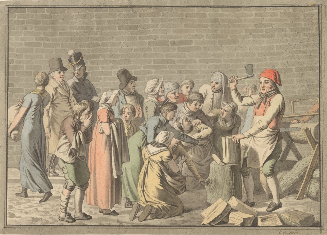 Dystrybucja drewna opałowego wśród ubogich autorstwa Christoffer Wilhelm Eckersberg