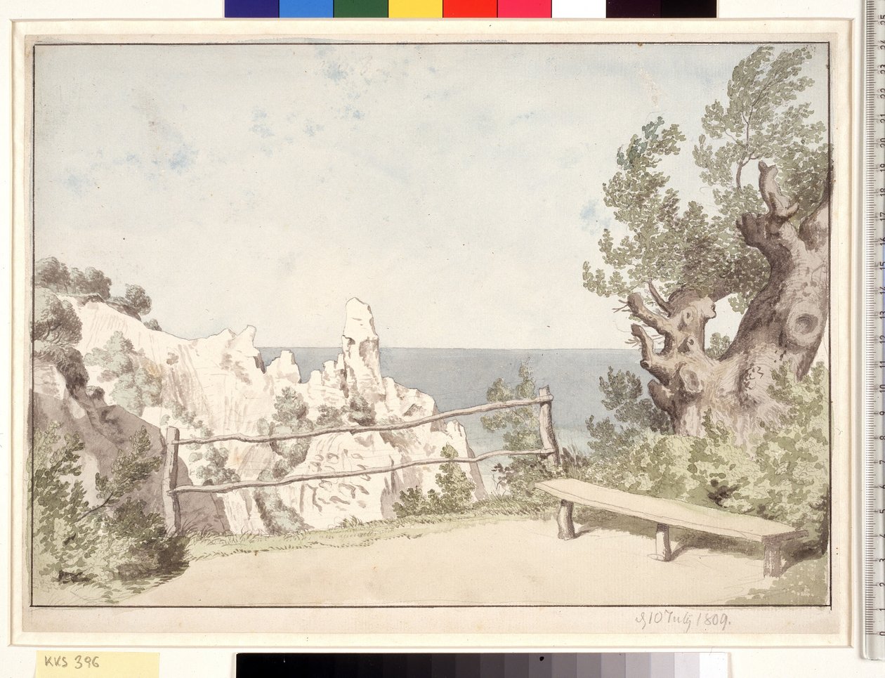 Widok z Møns Klint na Sommerspiret autorstwa Christoffer Wilhelm Eckersberg