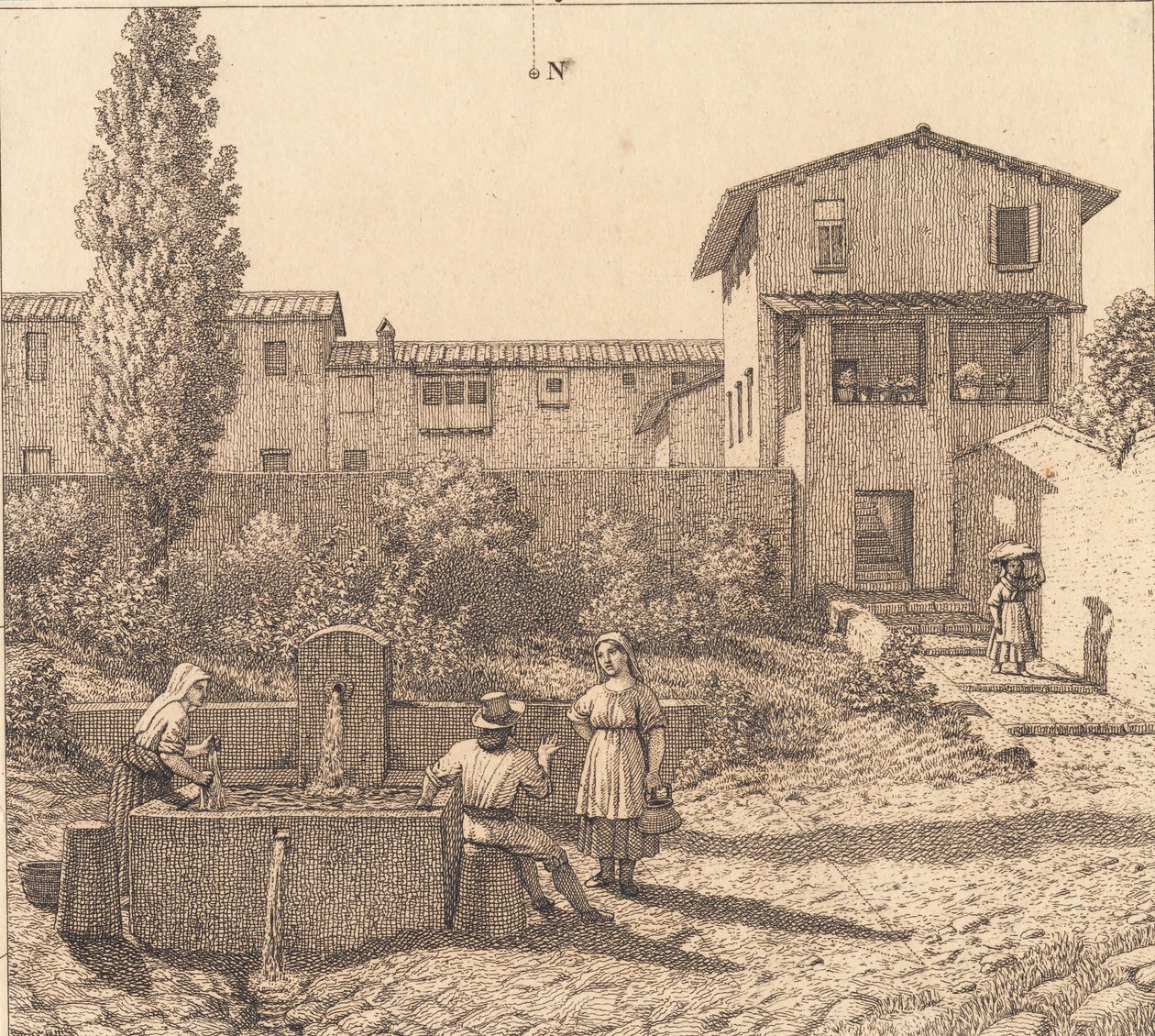 Widok włoskiej wioski autorstwa Christoffer Wilhelm Eckersberg