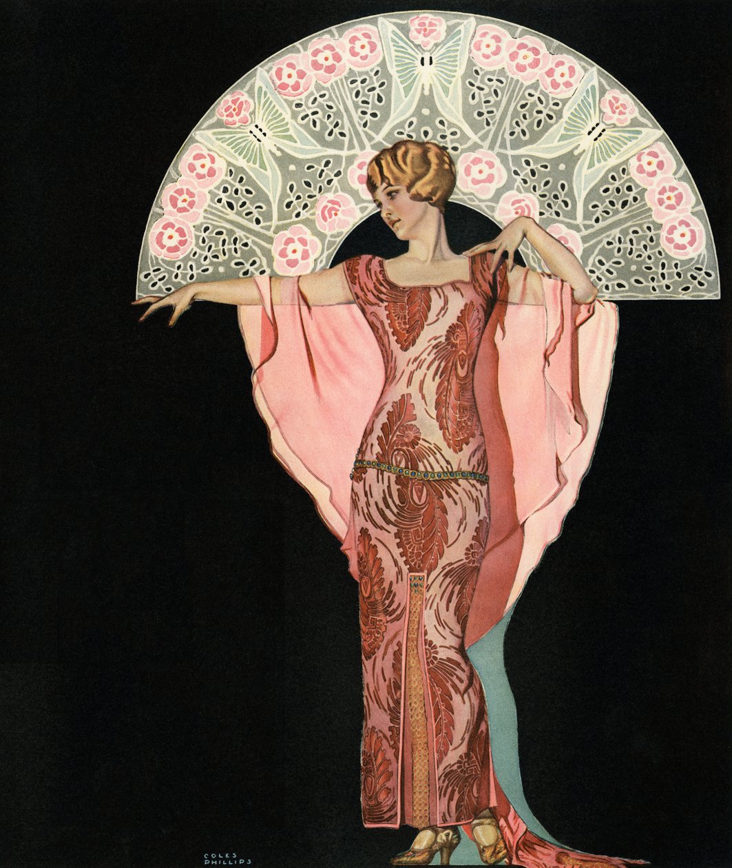 Piękno Art Deco z wachlarzem autorstwa Colesa Phillipsa autorstwa C. Coles Phillips