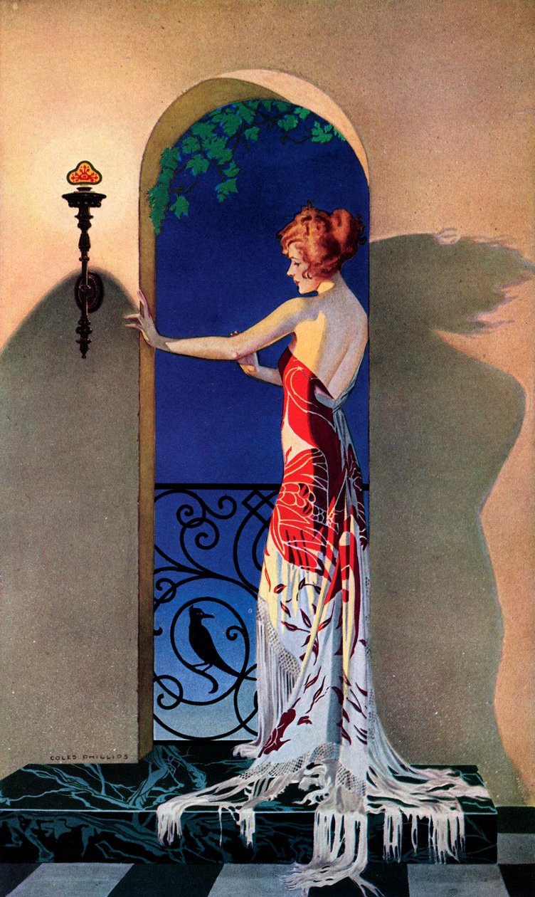 Modna kobieta z lat 20. w Hiszpanii, ok. 1925 (sitodruk) autorstwa C. Coles Phillips