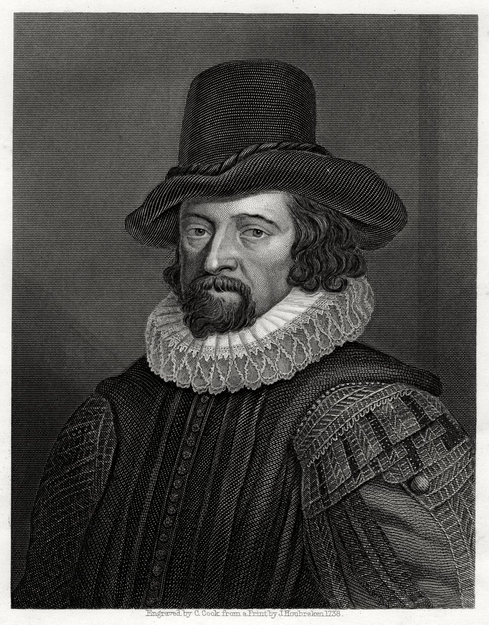 Francis Bacon, wicehrabia St Albans, angielski filozof, naukowiec i mąż stanu, XIX wiek autorstwa C. Cook