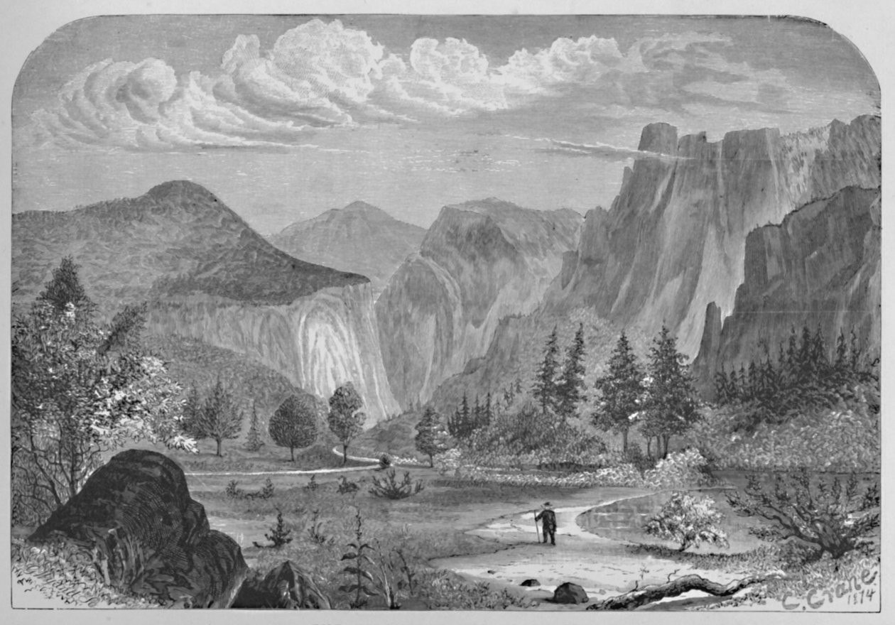 „Dolina Yosemite”, 1874, 1883 autorstwa C Crane