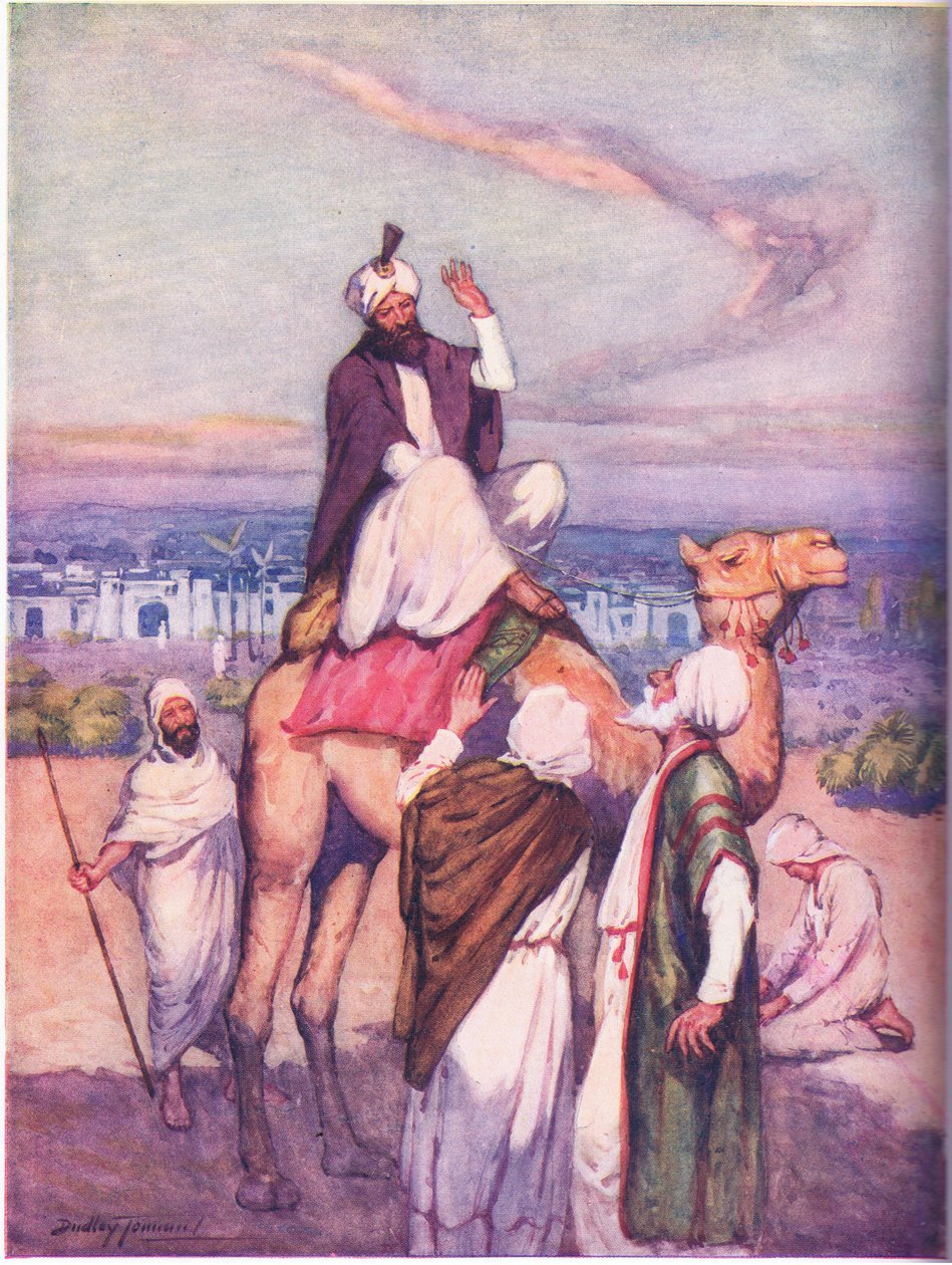 Arabski założyciel wielkiej religii: Mahomet urodzony w Mekce (litografia kolorowa) autorstwa C. Dudley Tennant