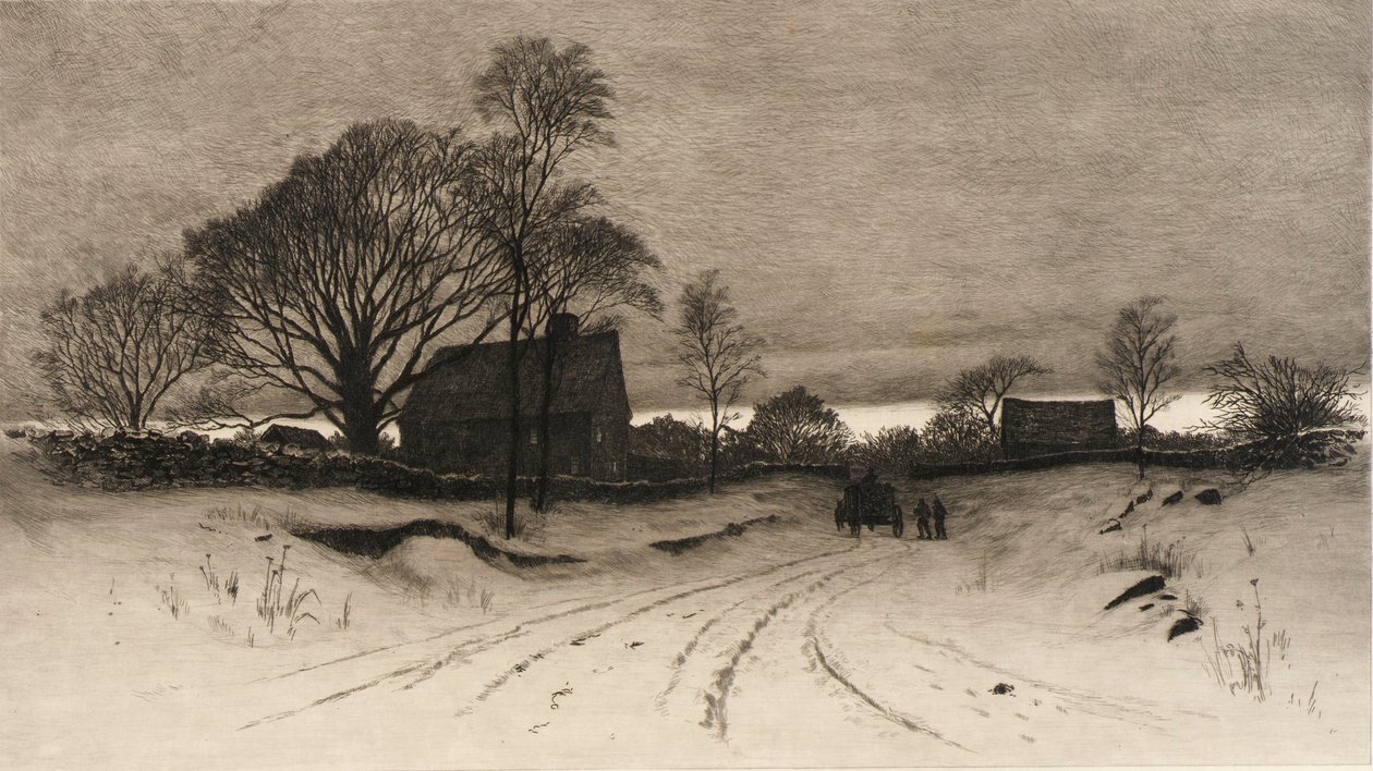 (Wiejska scena zimowa) autorstwa C. F. William Mielatz