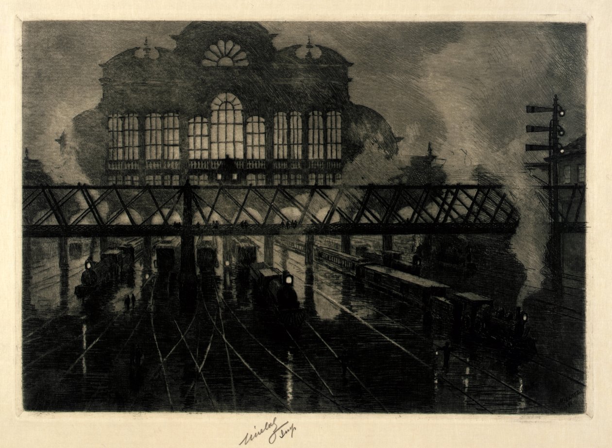 Grand Central Station nocą autorstwa C. F. William Mielatz
