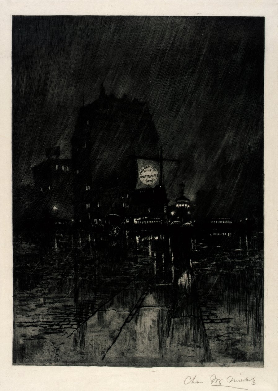 Deszczowa noc, Madison Square autorstwa C. F. William Mielatz