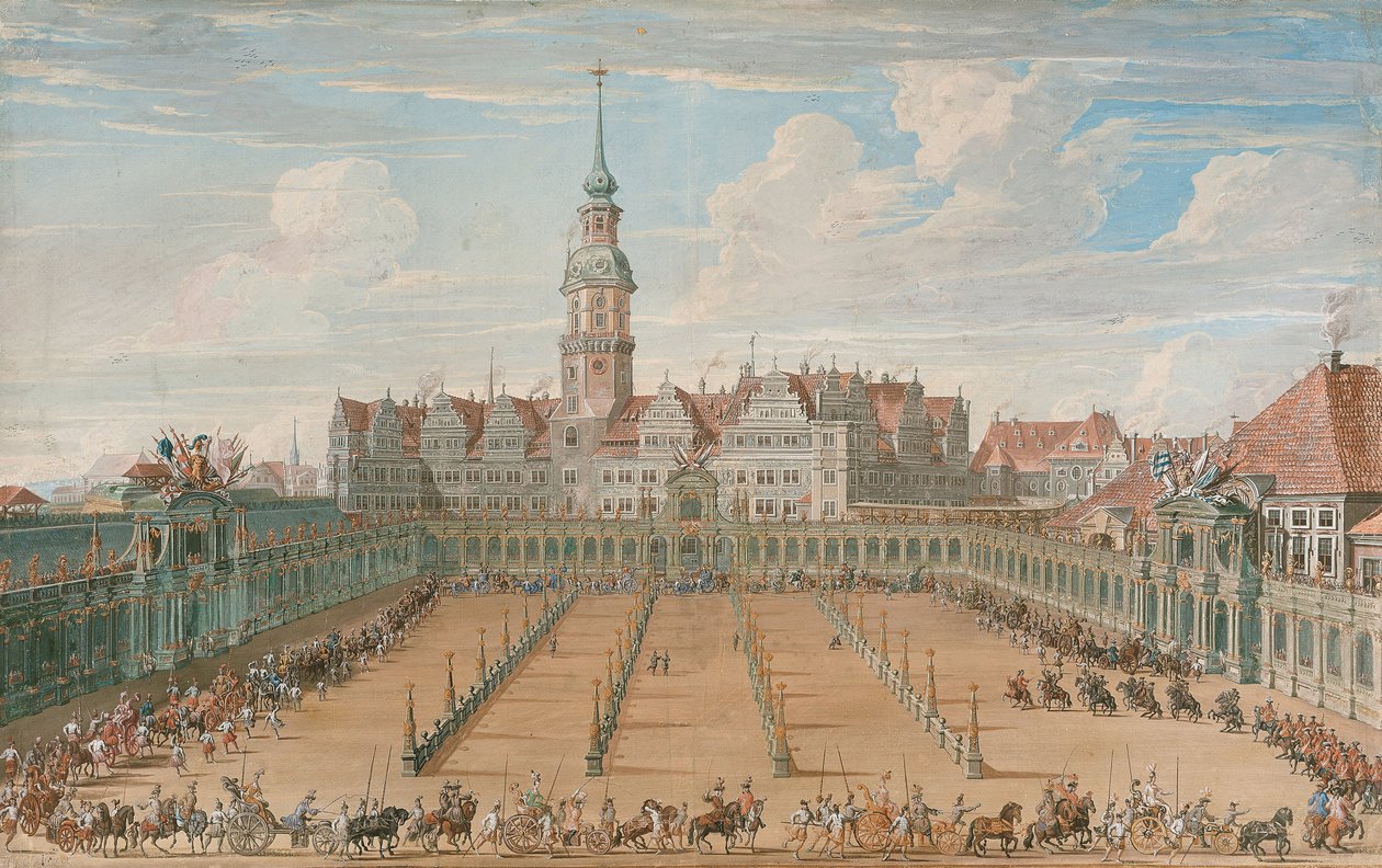 Parada Wyścigów Pierścieni Kobiet 6 czerwca 1709 r. w Dreźnie, 1710 r. autorstwa C. H. Fritzsche