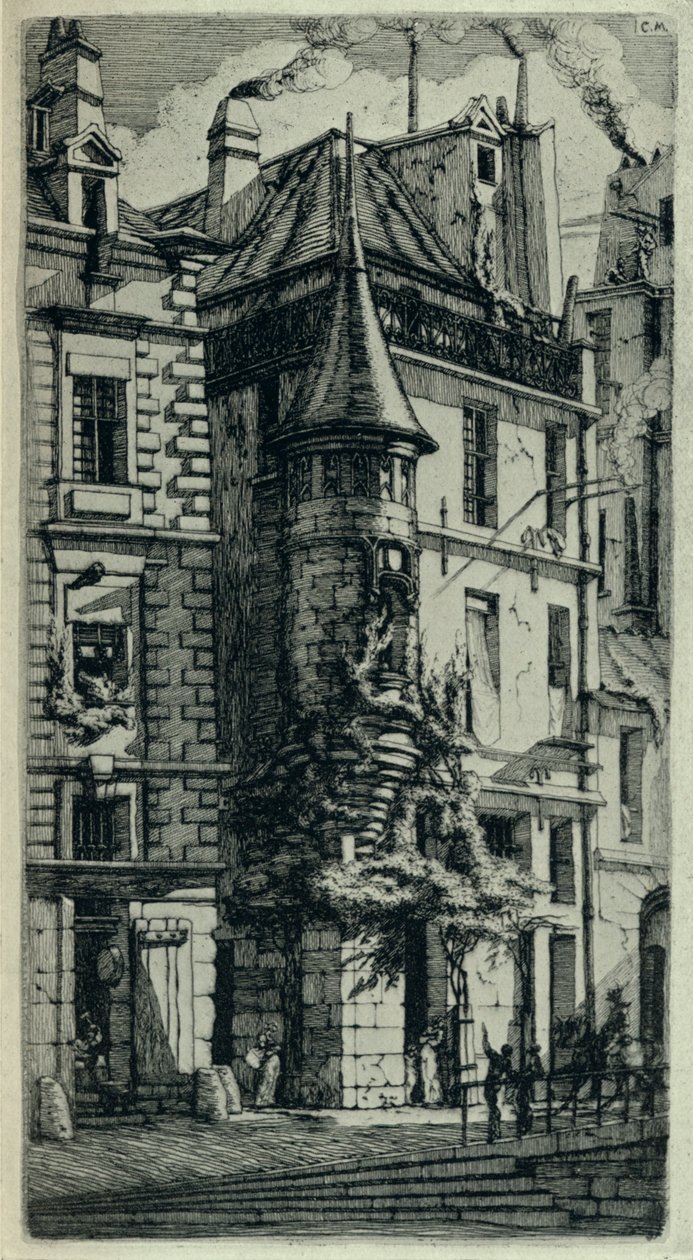 Wieża, Rue de la Tixeranderie, 1915 autorstwa C. H. Meryon