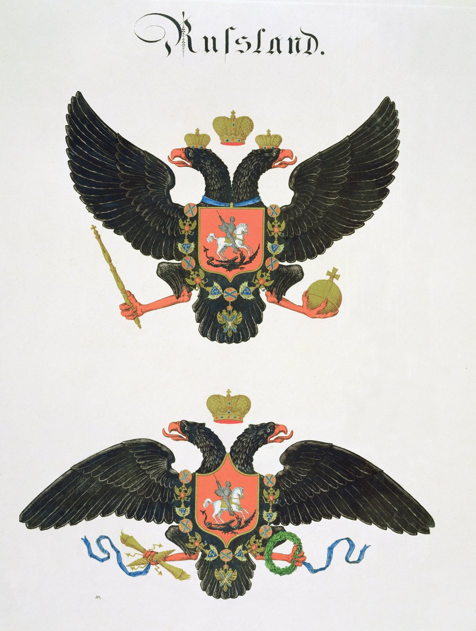 Uzbrojenie państwa carskiej Rosji, z kolekcji akwareli wydanej w Niemczech, ok. 1830-33 autorstwa C. Hildebrandt