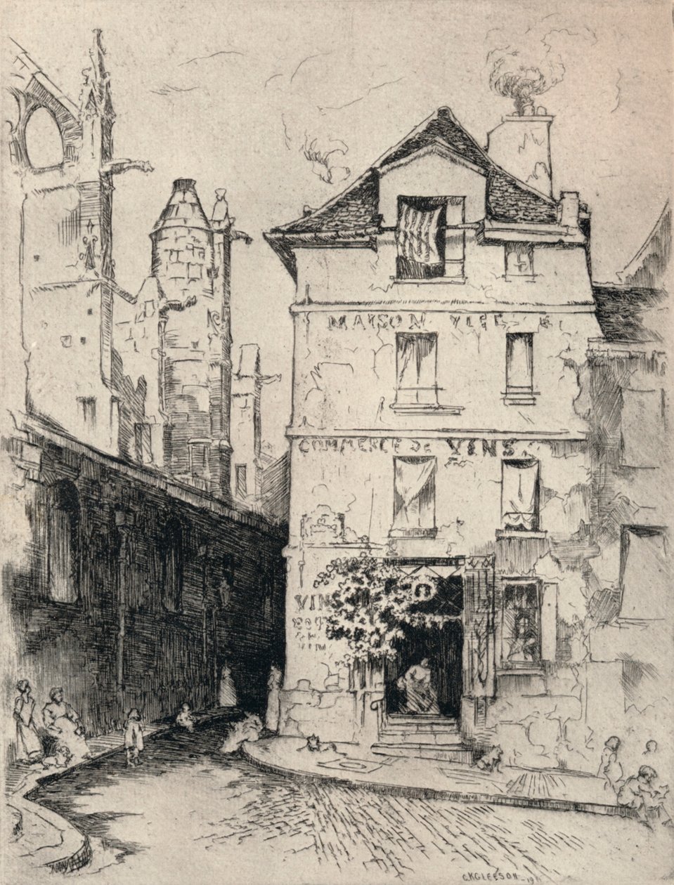 W pobliżu St Etienne-du-Mont, 1915 autorstwa C. K. Gleeson
