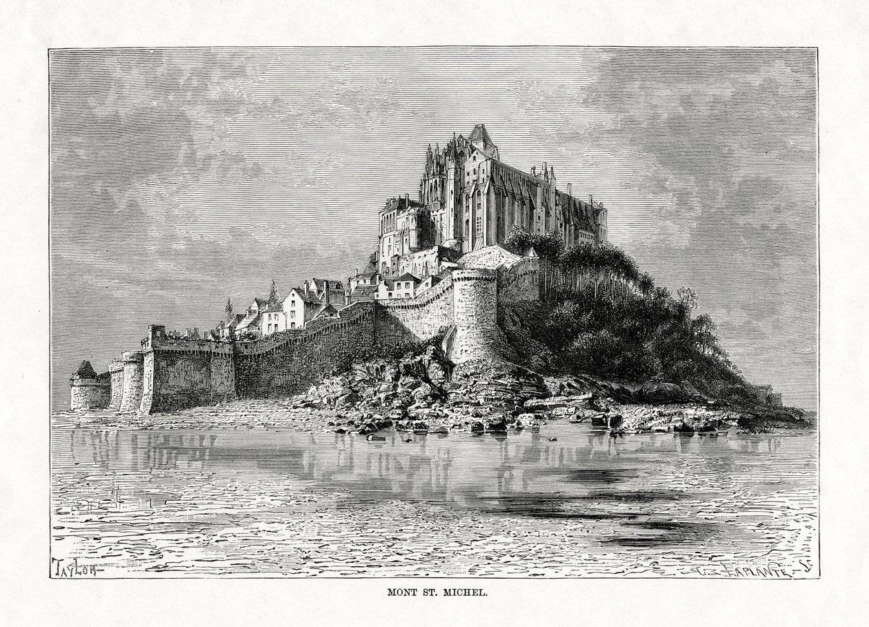 Mont-Saint-Michel, Normandia, Francja, 1879 autorstwa C. Laplante