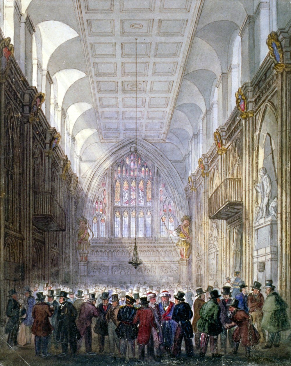 Wnętrze Guildhall, City of London, 1838. autorstwa C Matthews
